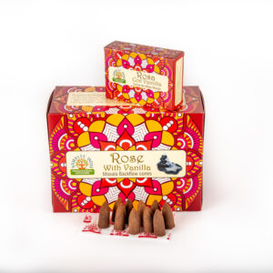 12x Kadzidełka stożkowe blackflow Róża z wanilią